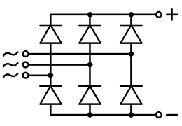 Circuit de pont de diodes triphasé
