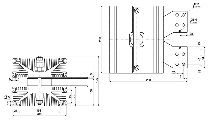 Dimensions du dissipateur O273
