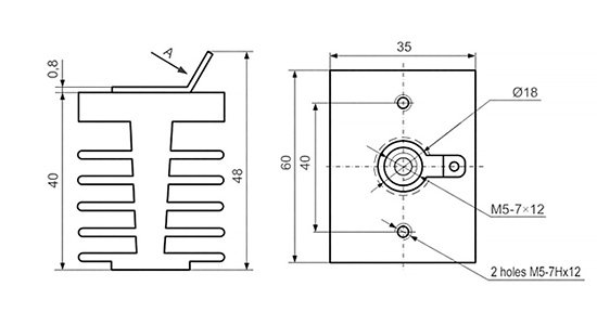 Dimensions du dissipateur O111
