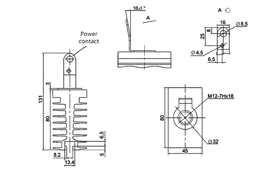Dimensions du dissipateur O151