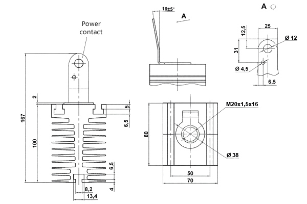 Dimensions du dissipateur O171