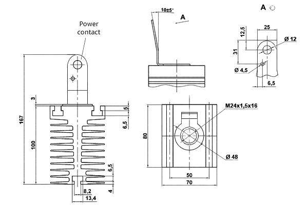 Dimensions du dissipateur O181