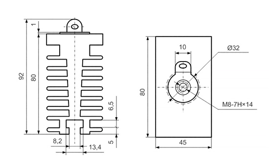 Dimensions du dissipateur O231