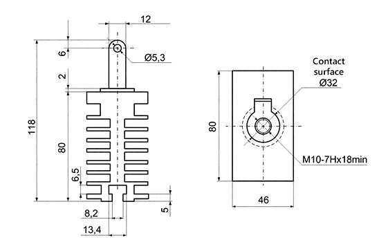 Dimensions du dissipateur O241