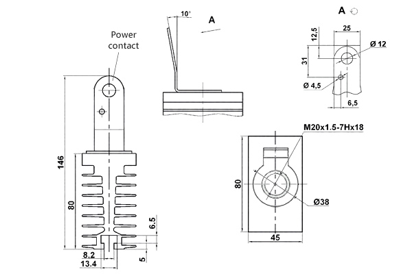 Dimensions du dissipateur O371