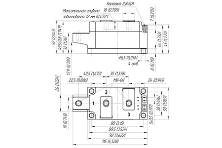 Dimensions des modules de thyristors MT3-200-28-C1