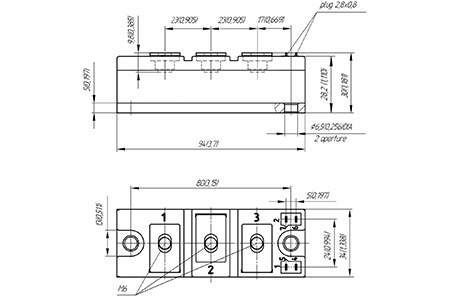 Dimensions des modules de thyristors MT3-200-18-F