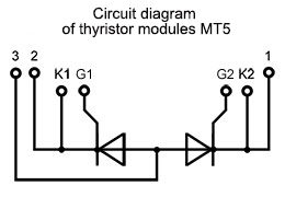 Schéma de connexion du module thyristor MT5-740-24-D Schéma de connexion du module thyristor MT5-740-24-D