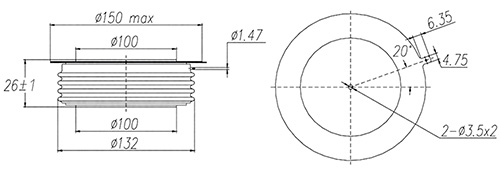 Dimensions du thyristor