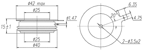 Dimensions du thyristor