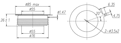 Dimensions du thyristor Dimensions du thyristor