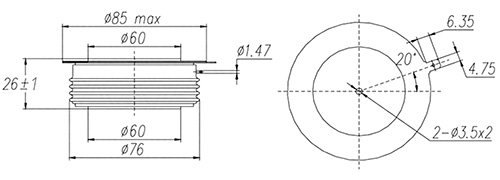 Dimensions du thyristor